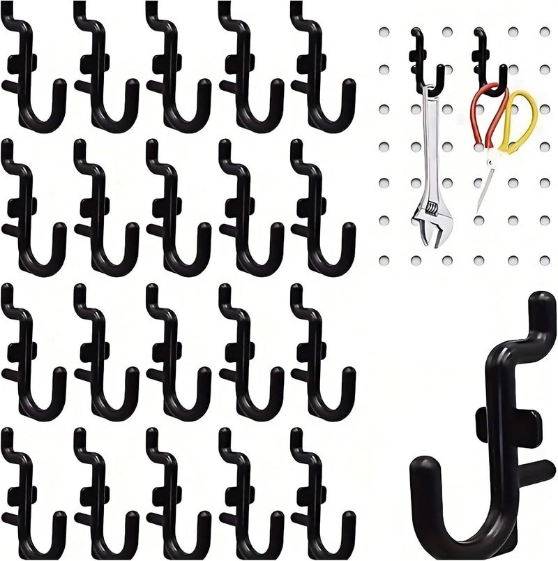 Nivithi Pegboard Hooks Kit,1/4" Hole,50 Black Pegboard Hooks Assortment with J Hooks for Squat Rack,peg Board Hooks for Hanging are Perfect for organizing Tools and Equipment,1“ Hole Pitch - Image 1